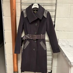 Mackage wool coat with leather trims